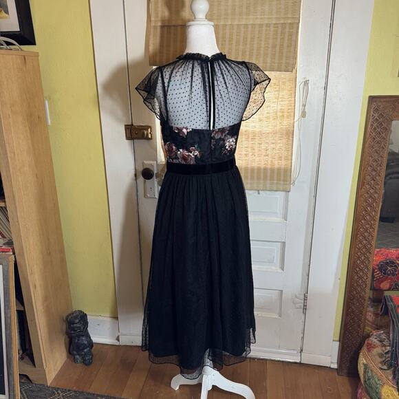 ADRIANNA PAPELL Womens Dress Sz 2 Black Whimsigoth Cocktail Coquette Dark Fairy - Picture 4 of 13